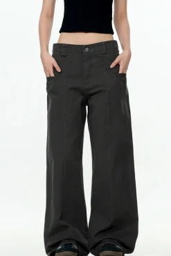 Cement Gray Straight Cargo Pants