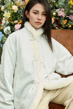 Chinese Button PU Padded Down Coat
