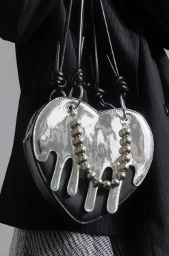 Chrome Liquid Heart-Shaped Bag