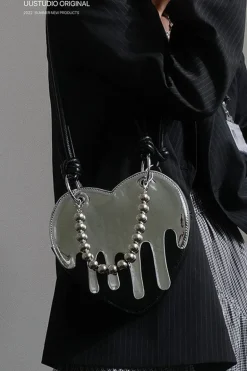 Chrome Liquid Heart-Shaped Bag