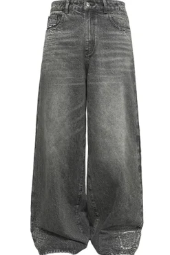 Cobweb Pattern Wide Jeans