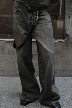 Cobweb Pattern Wide Jeans