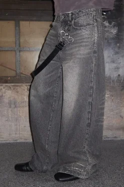 Cobweb Pattern Wide Jeans