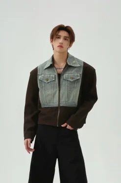 Color Block Vintage Denim Jacket