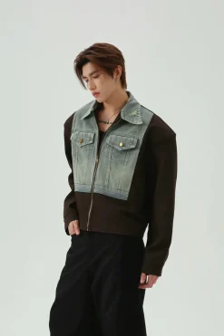 Color Block Vintage Denim Jacket