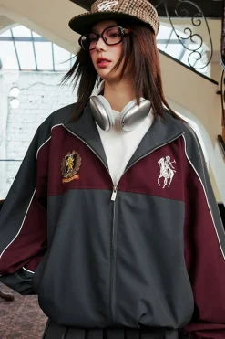 Colorblock Embroidered Sports Jacket