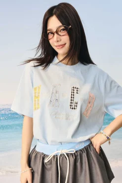 Colorblock Floral Patch Tee