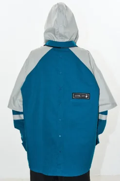 Colorblock Layered Hoodie Jersey Shirt