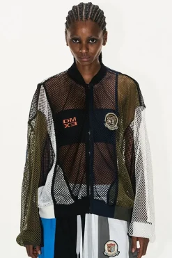 Colorblock Mesh Embroidered Jacket