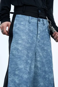 Colorblock Patchwork Denim Trousers