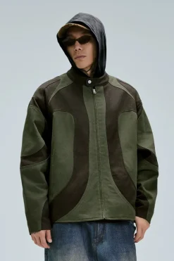 Colorblock Patchwork Flight Jacket