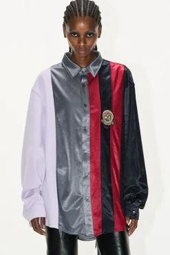 Colorblock Sports Patch Embroidered Shirt