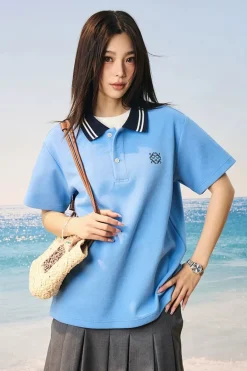 Colorblock Textured Embroidered Polo
