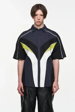 Colorblock Zip Stripe Summer Shirt
