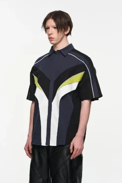 Colorblock Zip Stripe Summer Shirt