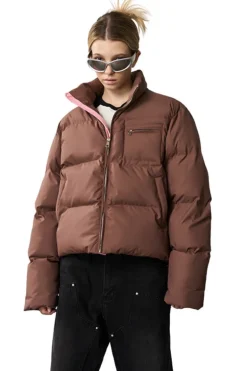 Contrast Zipper Padded Down Jacket