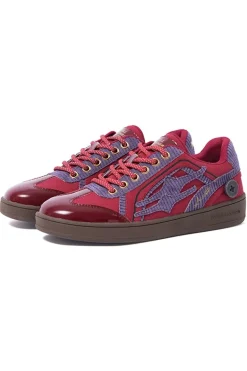 Coral Red Retro Trainer Sneakers