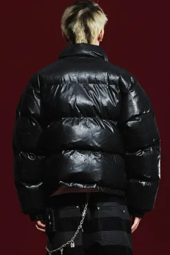 Cracked Pattern Puffer Jacket