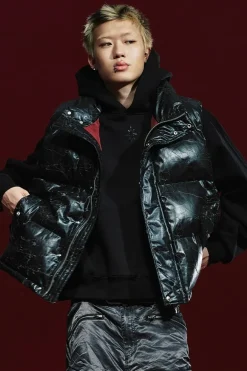 Cracked Pattern Puffer Vest