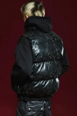 Cracked Pattern Puffer Vest