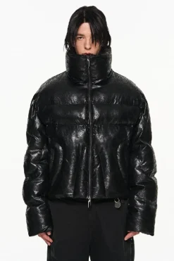 Cracked Texture Puffer Jacket