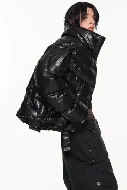 Cracked Texture Puffer Jacket