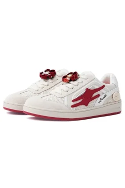 Cream Red Unisex Retro Low Top Trainers