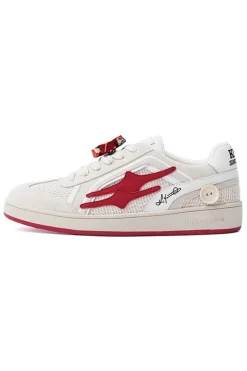 Cream Red Unisex Retro Low Top Trainers