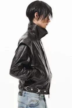 Crocodile Pattern Metal Belt Jacket