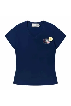3D Yarn Flower V-Neck Tee