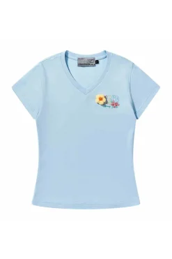 3D Yarn Flower V-Neck Tee