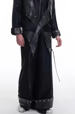 Dark Deconstructed Patchwork Zip Trousers
