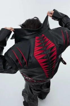 Deconstructed Spine Pleated Moto Jacket