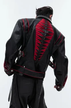 Deconstructed Spine Pleated Moto Jacket