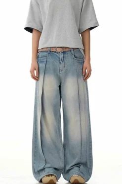 Deconstructed Straight Leg Jeans