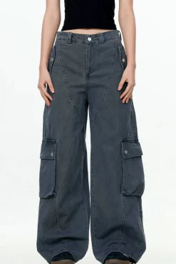 Deconstructed Wide-Leg Cargo Pants