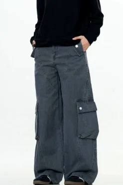 Deconstructed Wide-Leg Cargo Pants
