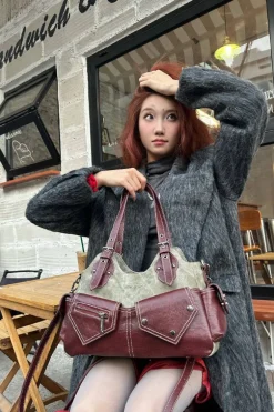 Denim Patchwork Shoulder Bag
