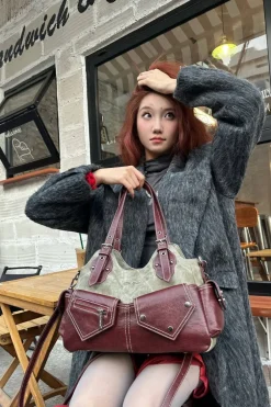 Denim Patchwork Underarm Bag