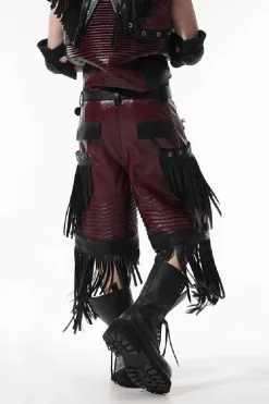 Detachable PU Fringe Pants