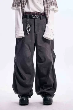 Diamond Pleat Wide Trousers