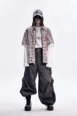 Diamond Pleat Wide Trousers