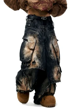 Distressed Armor Skirt Jeans