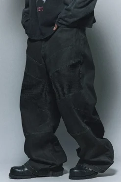 Distressed Biker Patchwork Pants