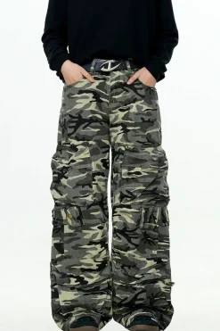 Distressed Camo Cargo Pants