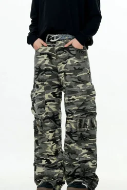 Distressed Camo Cargo Pants