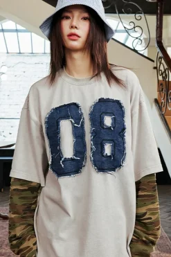 Distressed Camo Patchwork L/S Tee