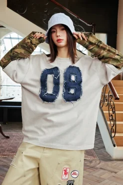 Distressed Camo Patchwork L/S Tee