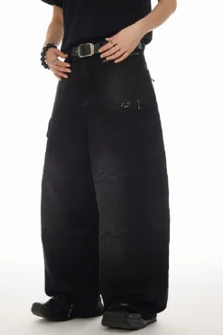 Distressed Denim Straight-Leg Jeans