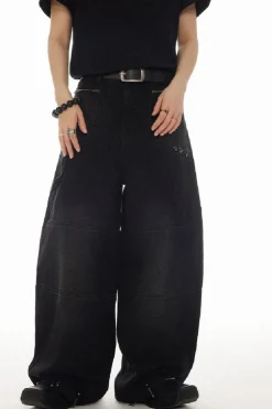 Distressed Denim Straight-Leg Jeans